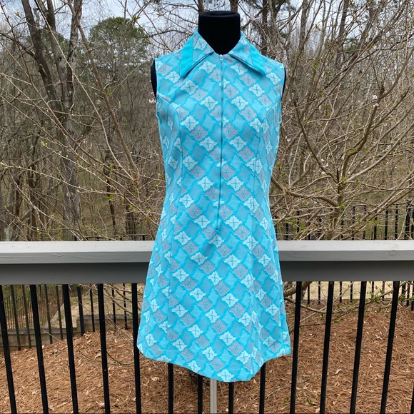 Vintage Dresses & Skirts - Vintage 60s 70s Dagger Collar Mod Scooter Dress
